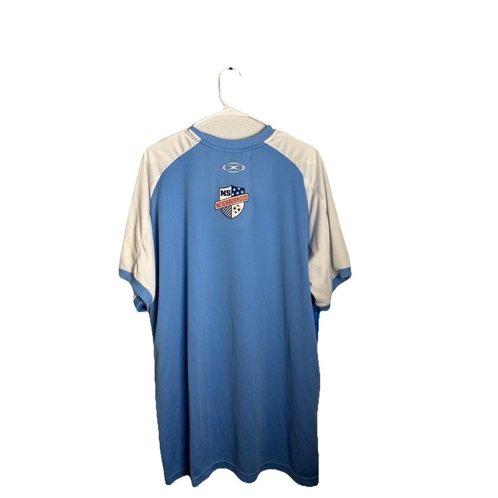 XARA Blue White Striped Athletic Shirt Men's XL Soccer Training Jersey Polyester - Picture 2 of 6
